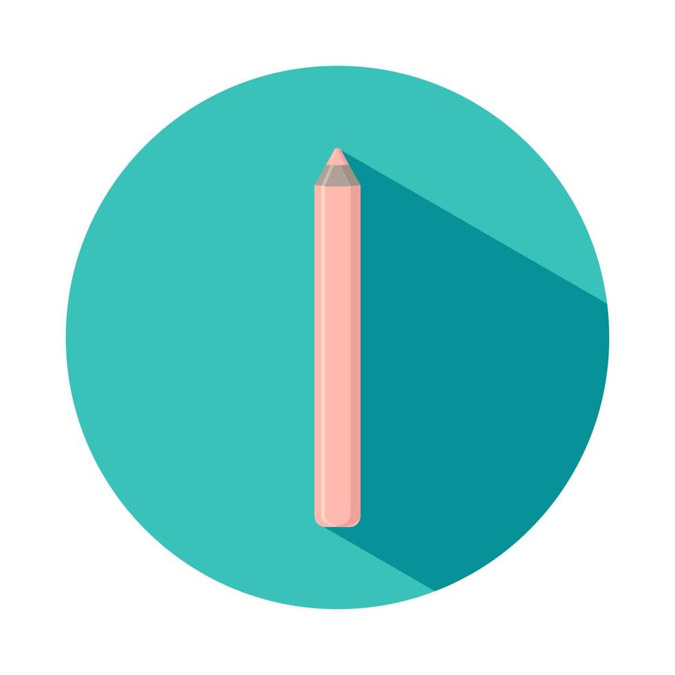 Round nude lip pencil icon with shadow. vector illustration