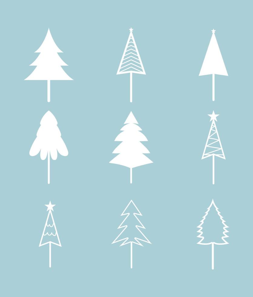 christmas tree design set of decorating with gifts and stars on christmas eve. vector