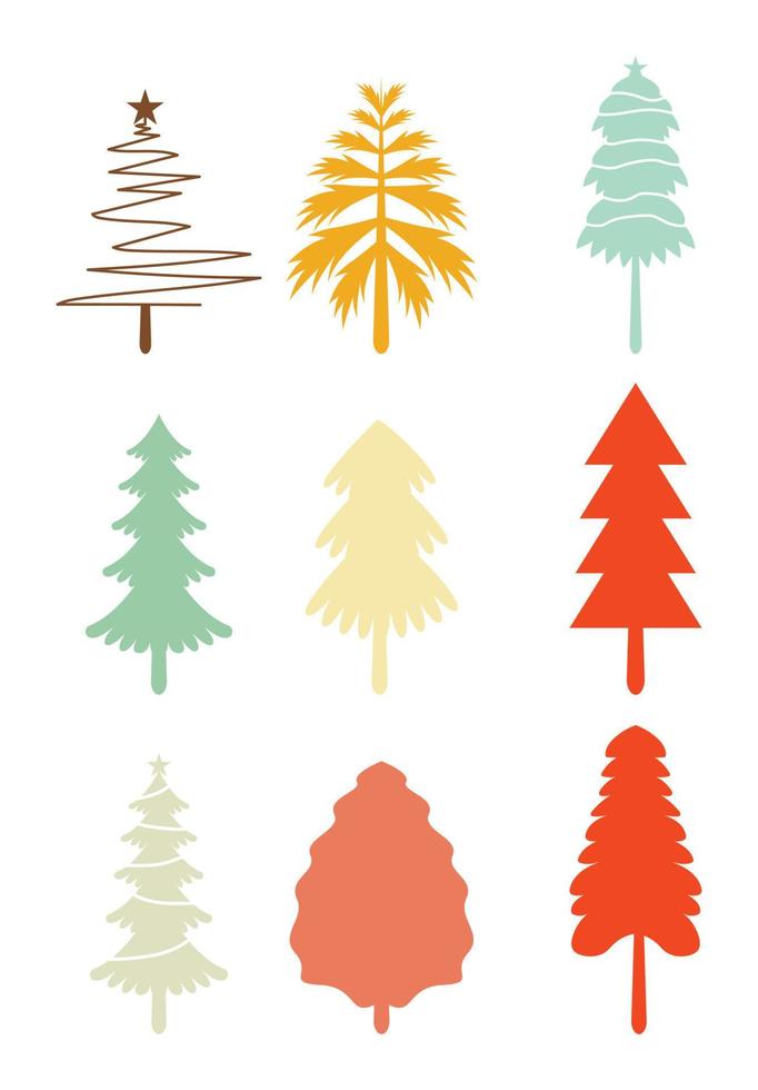 christmas tree design set of decorating with gifts and stars on christmas eve. vector