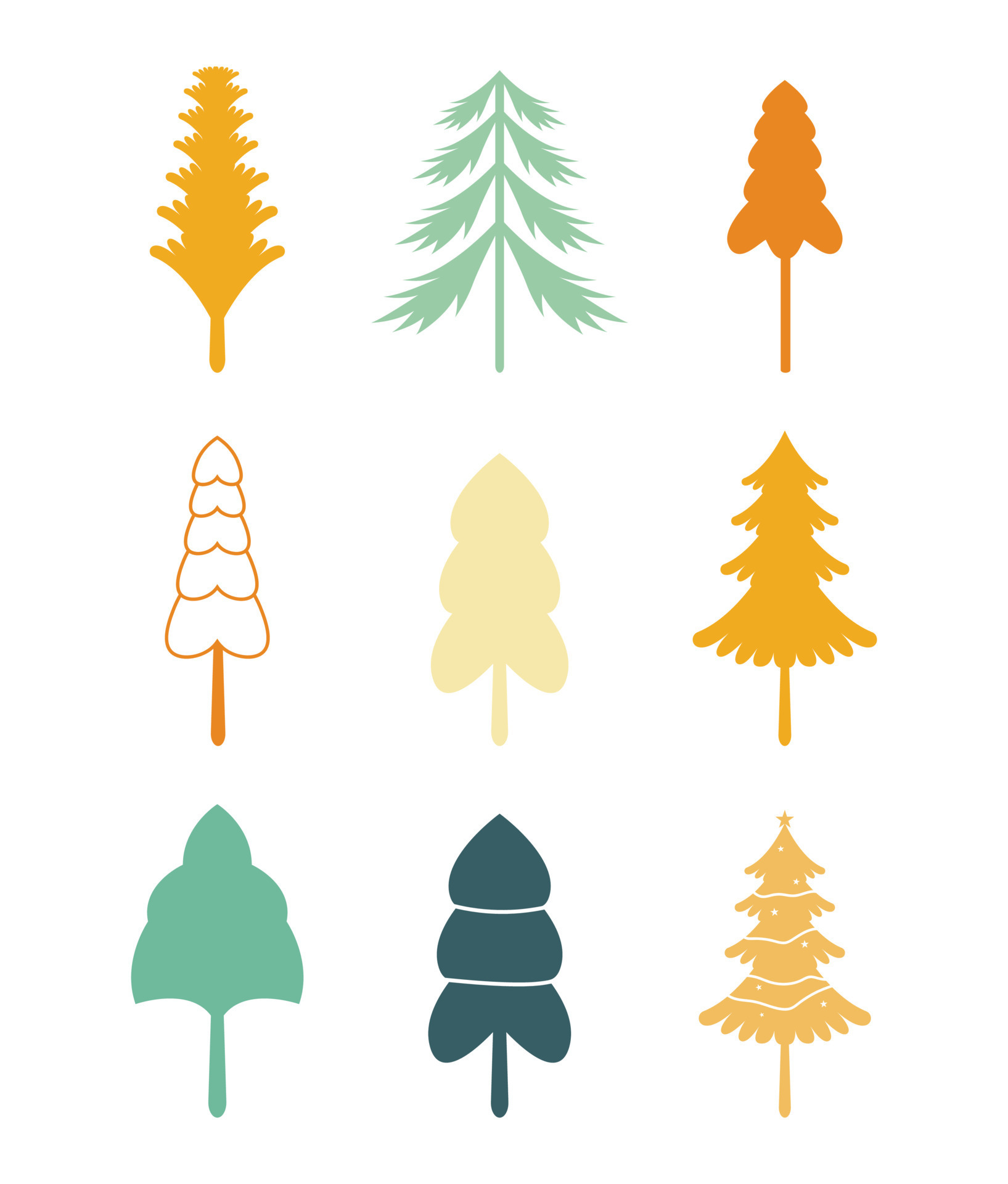 christmas tree design set of decorating with gifts and stars on christmas eve. 14609323 Vector