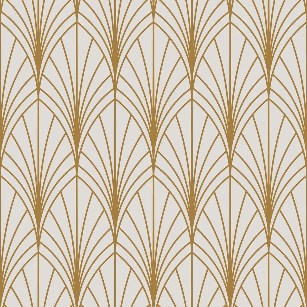 Vintage Art Deco Seamless Pattern. Line art geometric gold shapes. Modern ornaments vector illustration. Gatsby retro elegant background for fabric, wallpaper or wrapping
