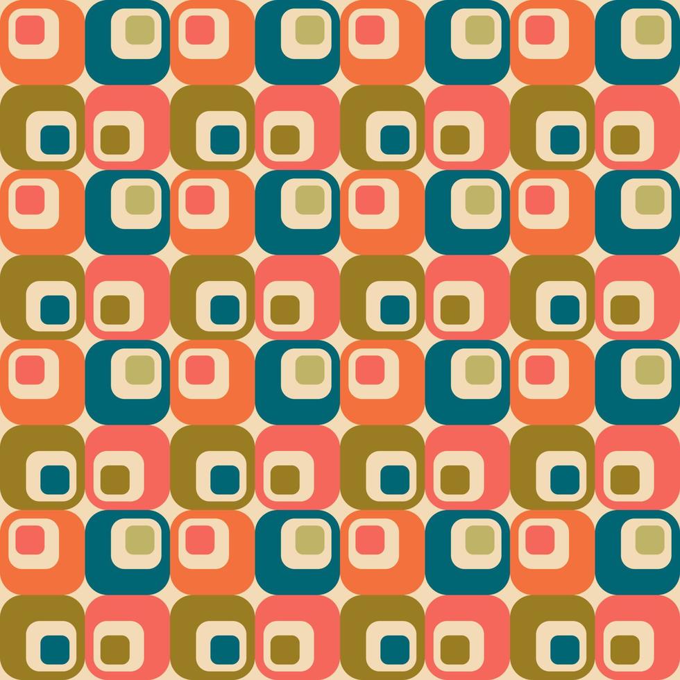 Aesthetic mid century printable seamless pattern with retro design. Decorative 50s, 60s, 70s style Vintage modern background in minimalist mid century style for fabric, wallpaper or wrapping vector