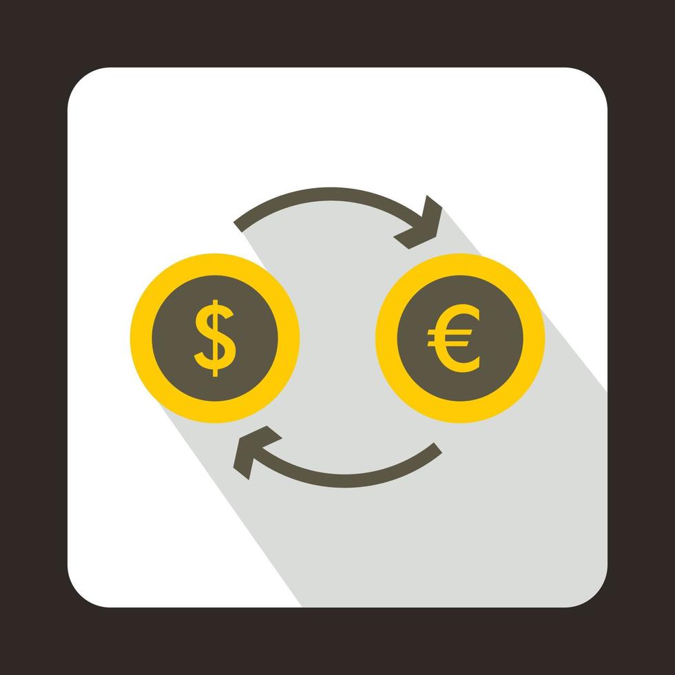 euro, dólar, euro, cambio, icono, plano, estilo vector