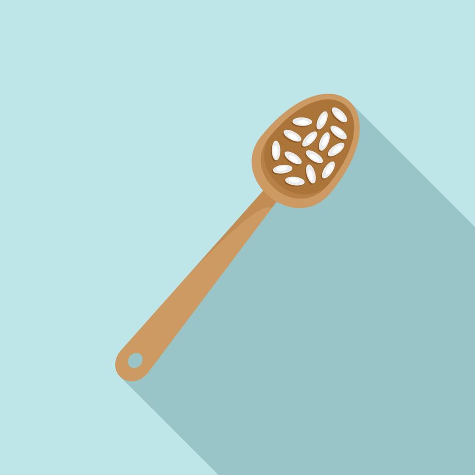 Rice on spoon icon, flat style vector