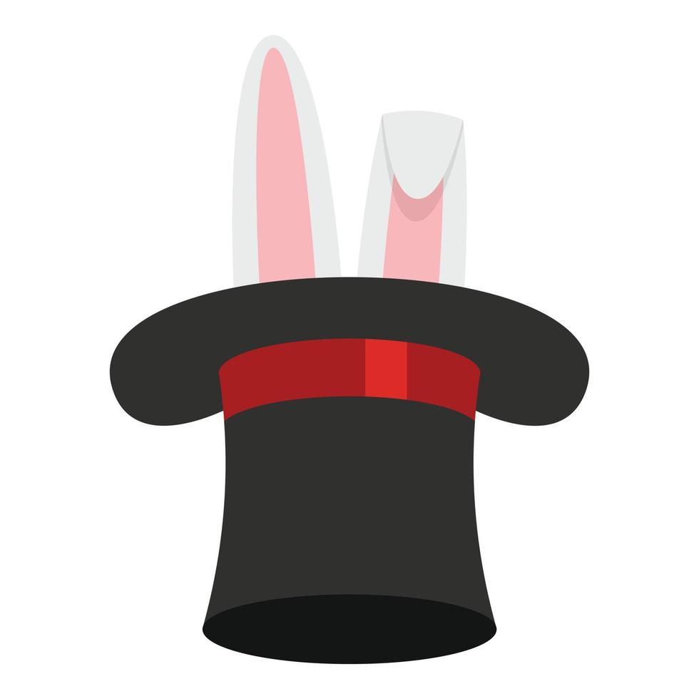 Hat with rabbit icon, cartoon style. vector