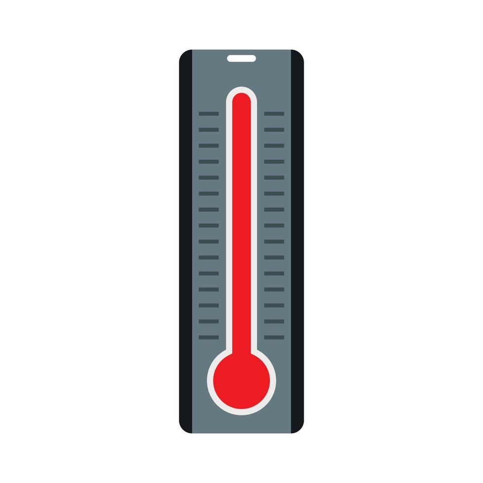 Thermometer with high temperature icon, flat style vector