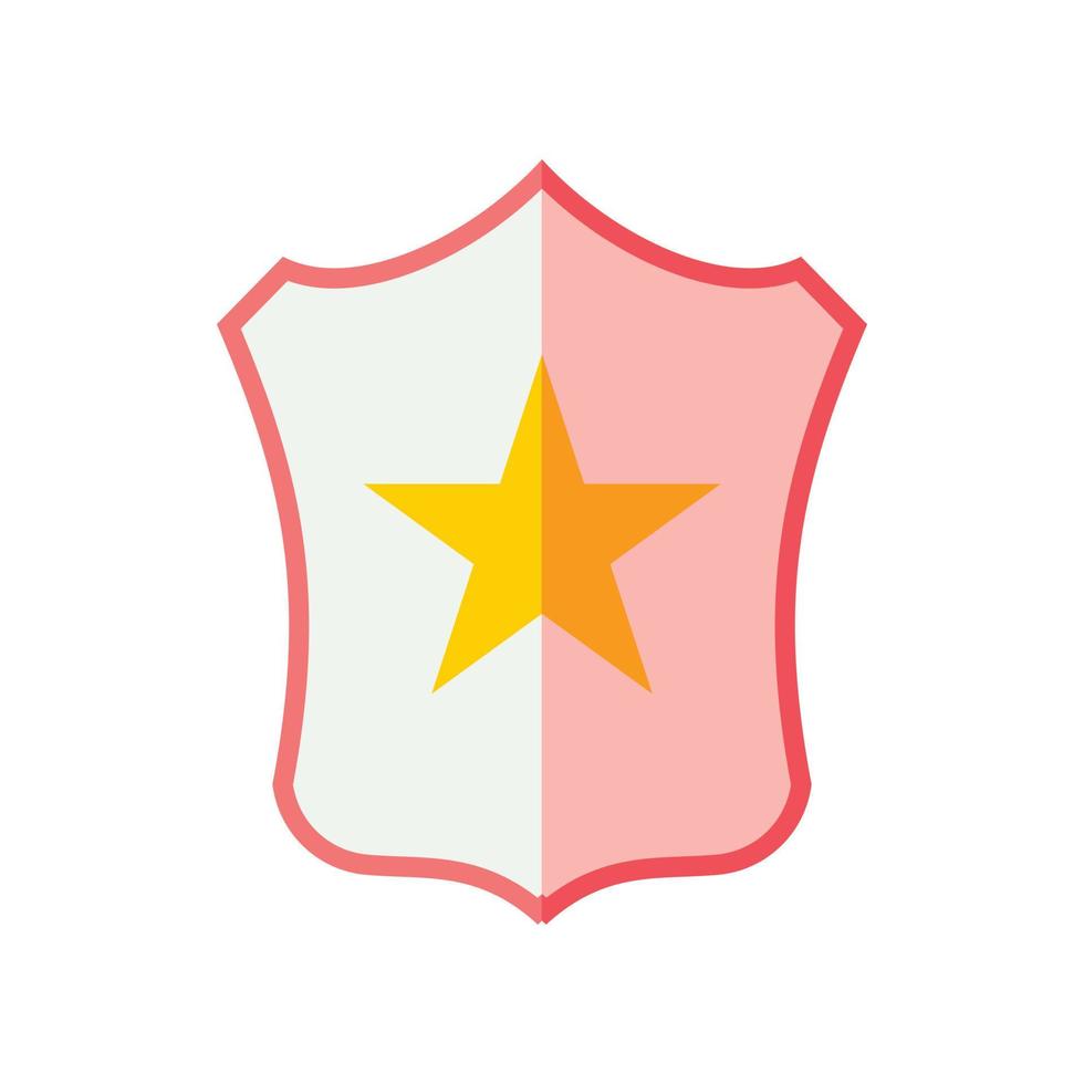 Shield with star icon, flat style vector