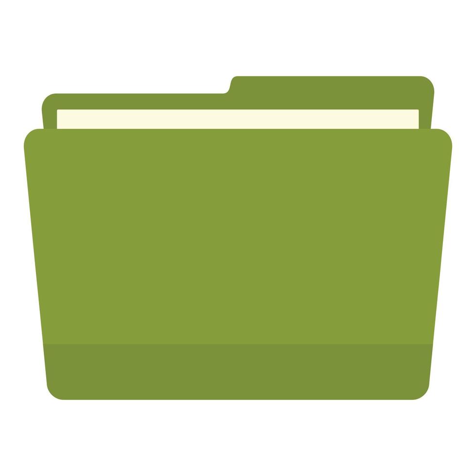 Green file folder icon, flat style vector