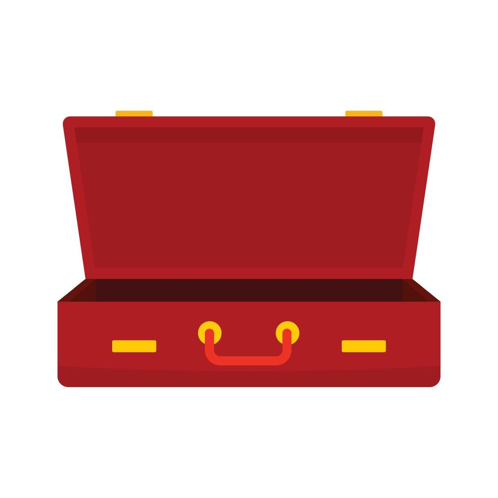 Leather suitcase icon, flat style vector