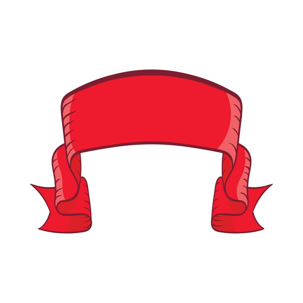 Red banner icon, cartoon style vector