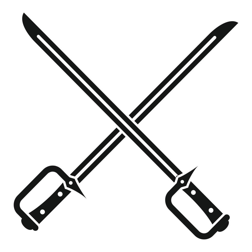 Fencing metal swords icon, simple style vector