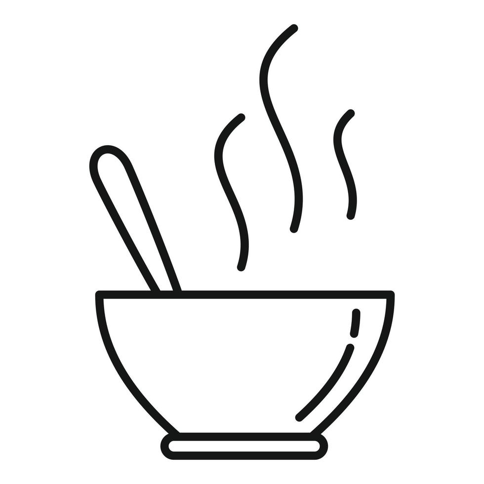 Hot soup bowl icon, outline style vector