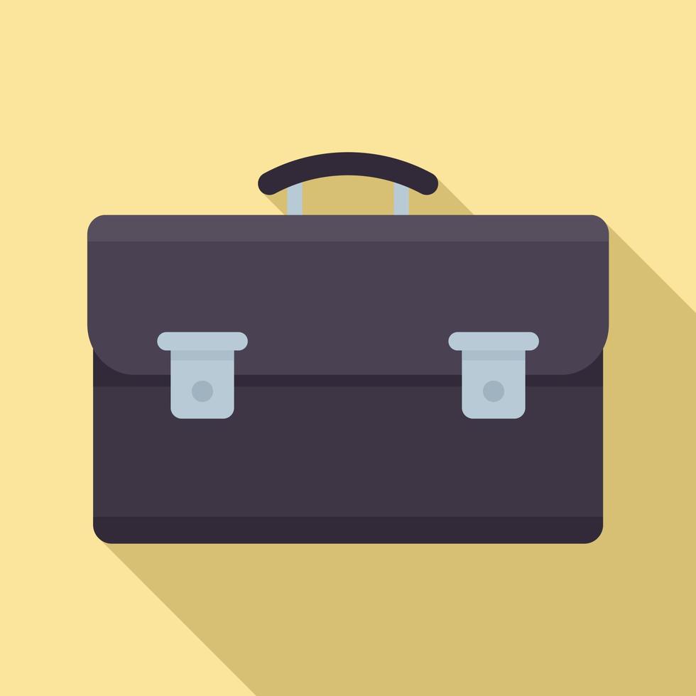 Leather suitcase icon, flat style vector