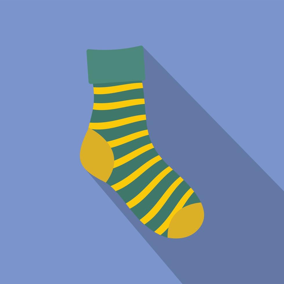 Striped sock icon, flat style vector