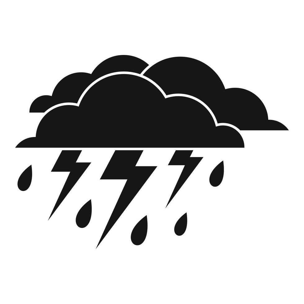 Rain thunderstorm icon, simple style vector