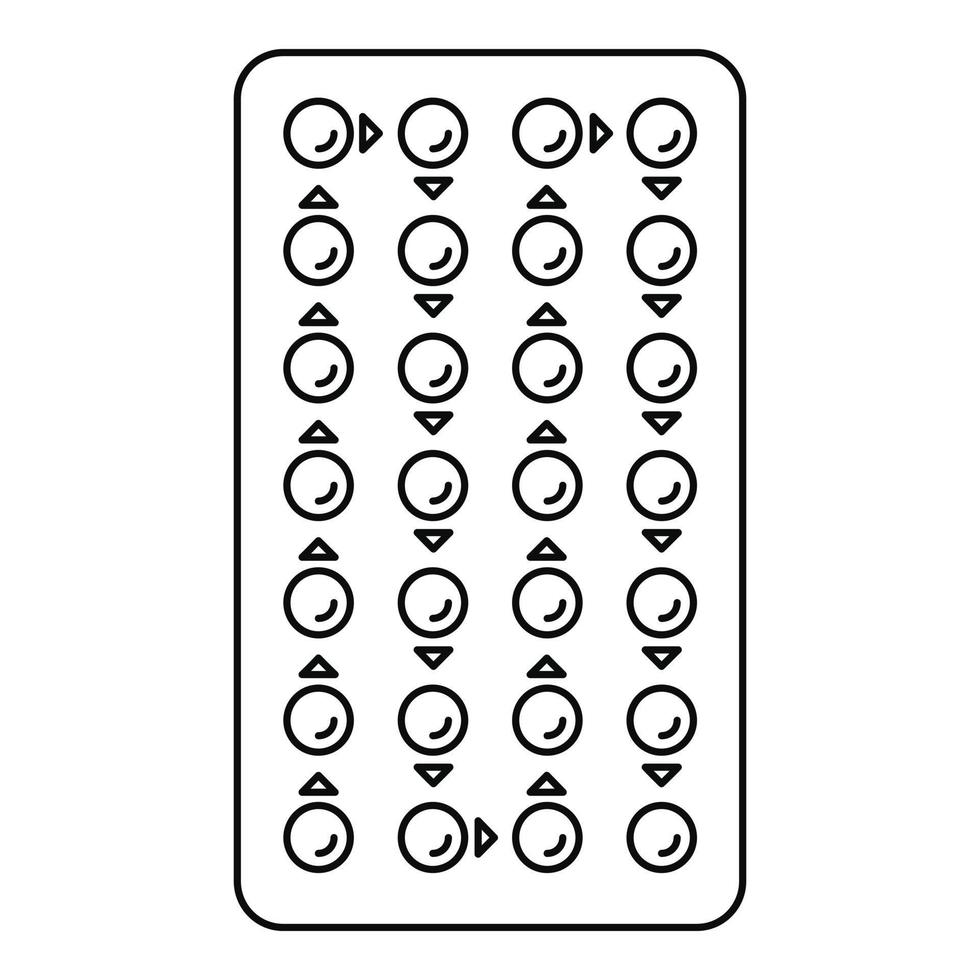 icono de píldoras anticonceptivas, estilo de esquema vector