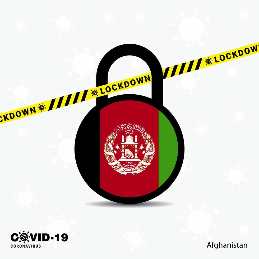 Afghanistan Lock DOwn Lock Coronavirus pandemic awareness Template COVID19 Lock Down Design vector