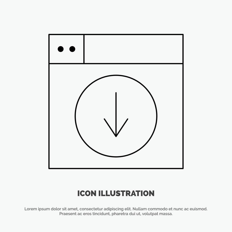 vector de icono de línea de aplicación de descarga de diseño web