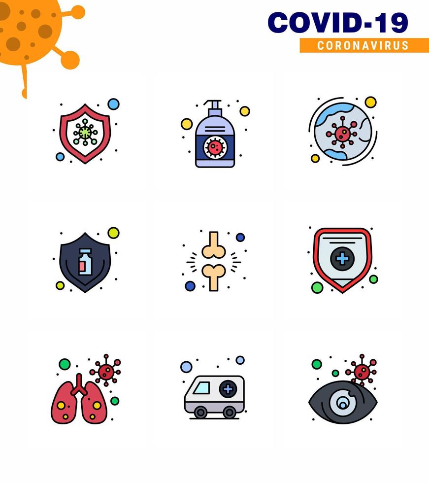 9 Filled Line Flat Color viral Virus corona icon pack such as virus protection hand sanitizer flu covid viral coronavirus 2019nov disease Vector Design Elements