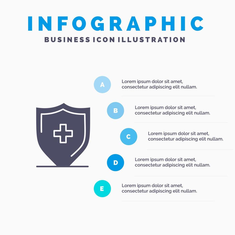 Hospital Sign Board Shield Solid Icon Infographics 5 Steps Presentation Background vector