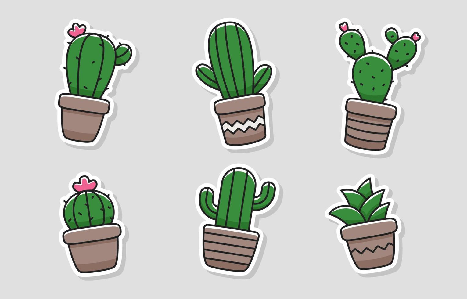 colección de pegatinas de cactus vector