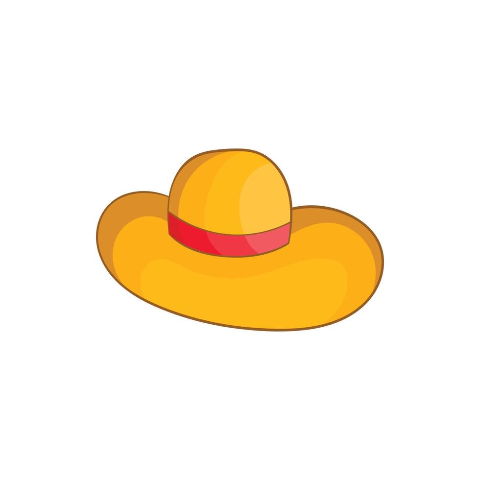 icono de sombrero de playa para mujer, estilo de dibujos animados vector