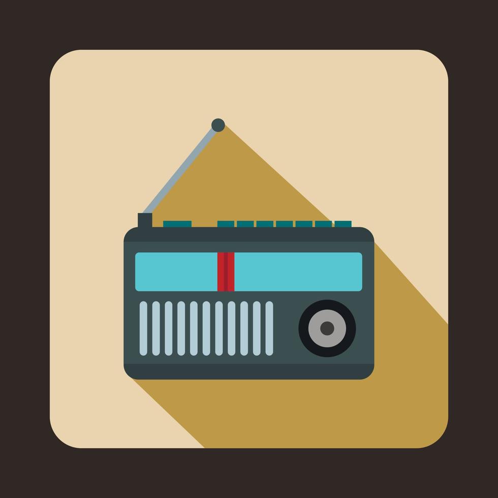 Retro radio receiver icon, flat style vector