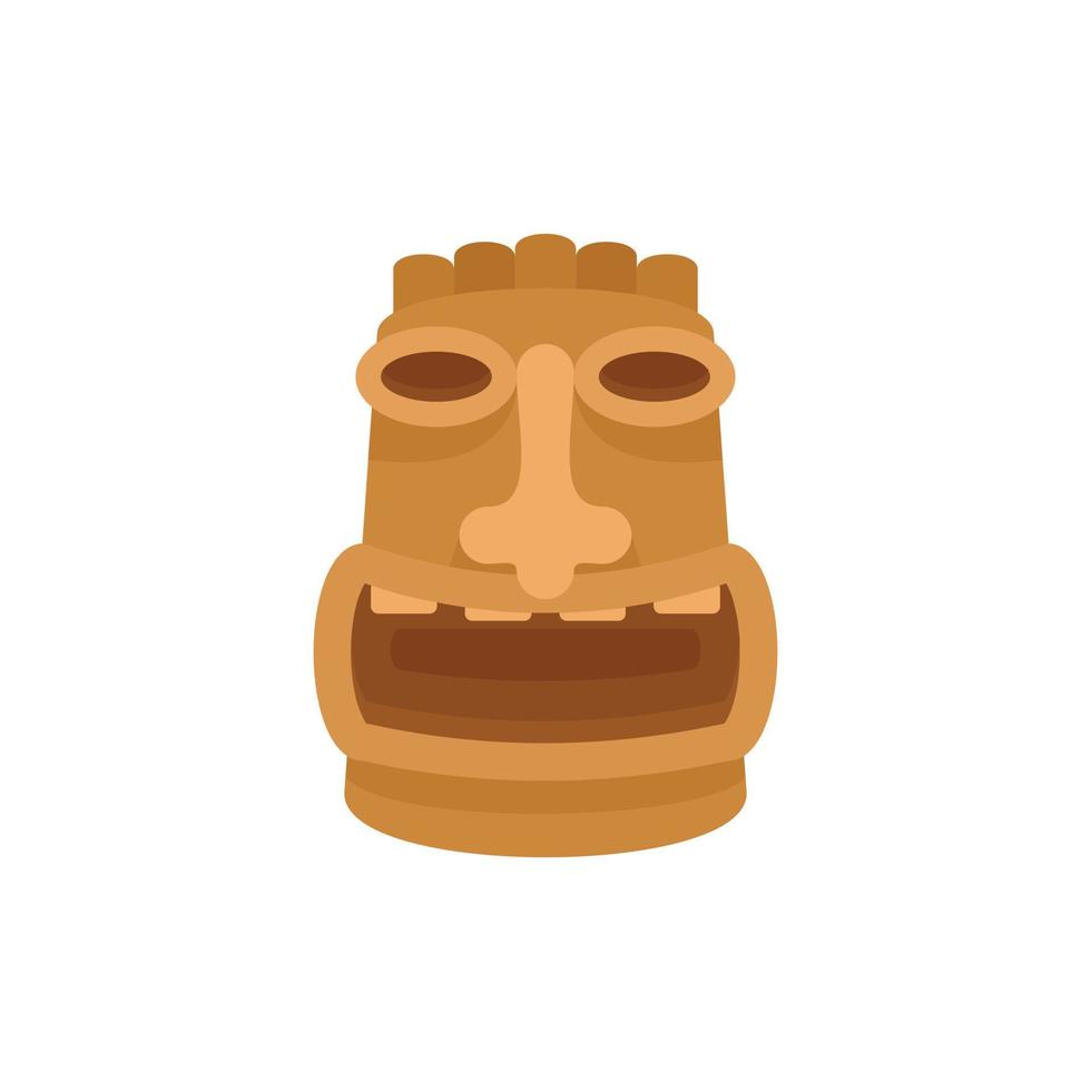Tiki wood idol icon, flat style vector