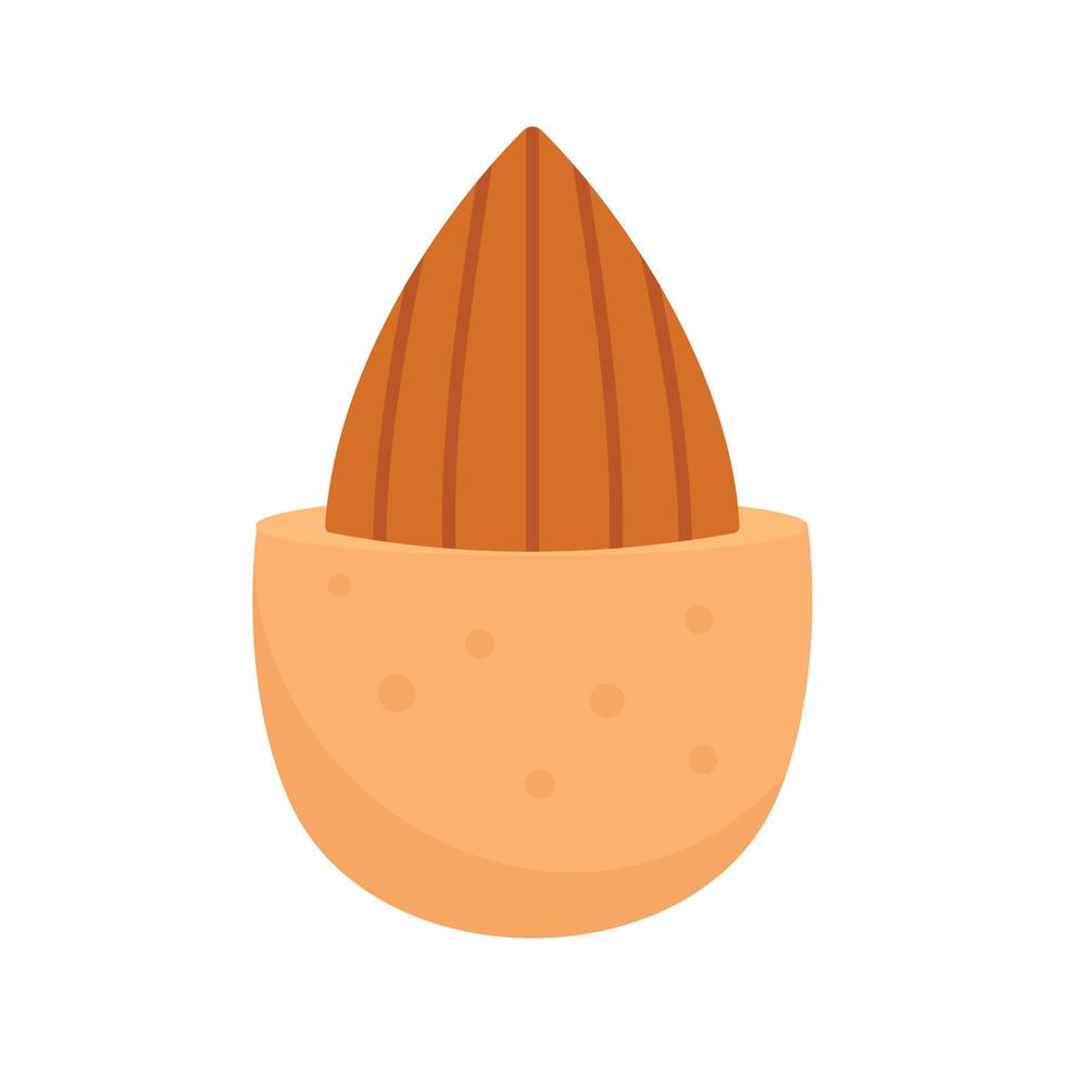 Half shell almond icon, flat style vector