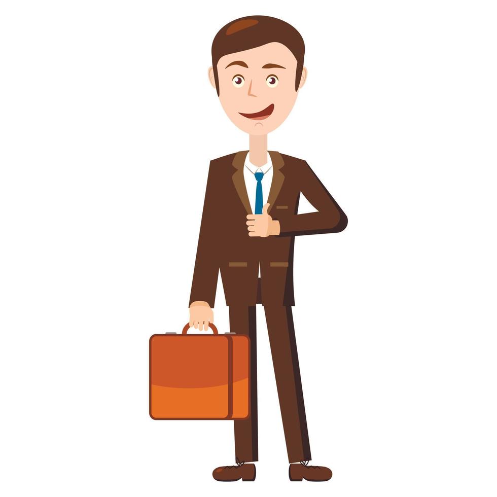 Businessman with his briefcase icon, cartoon style vector