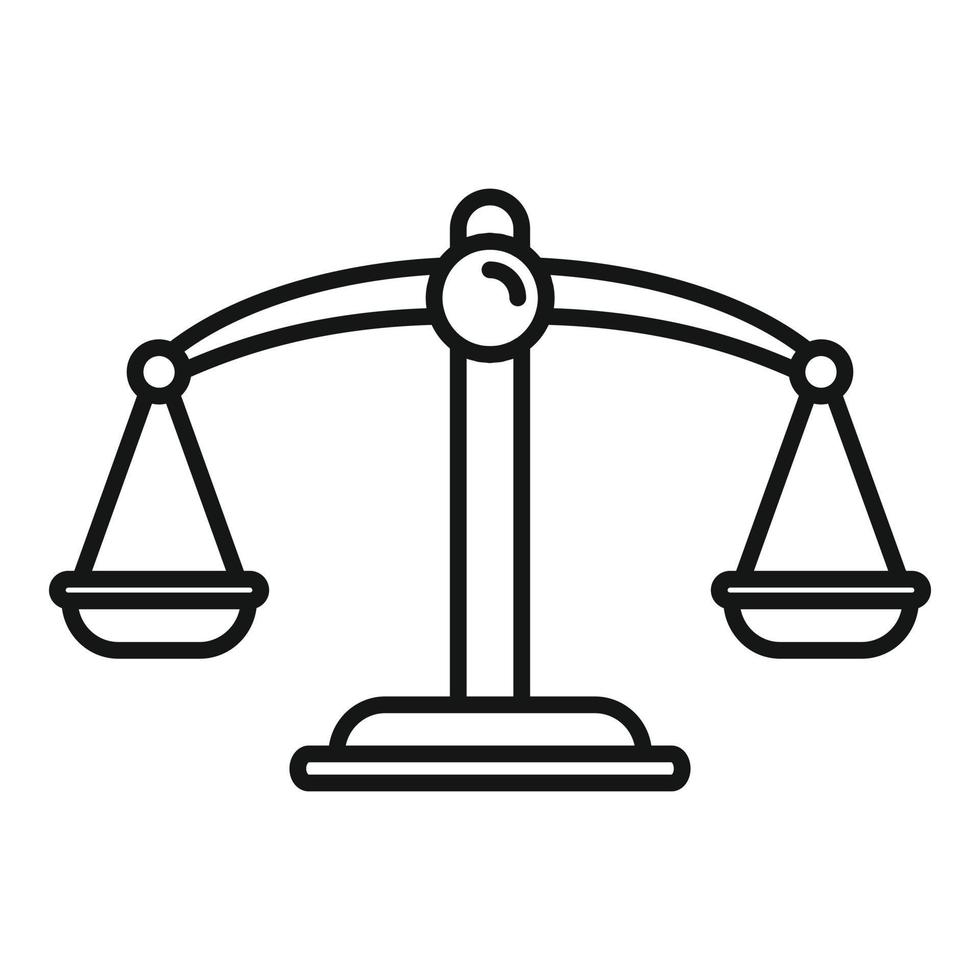 Notary scales icon, outline style vector