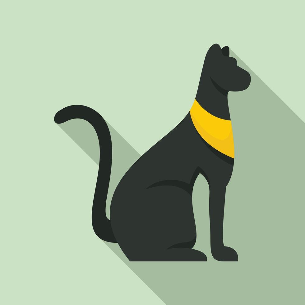 Black egypt cat icon, flat style vector