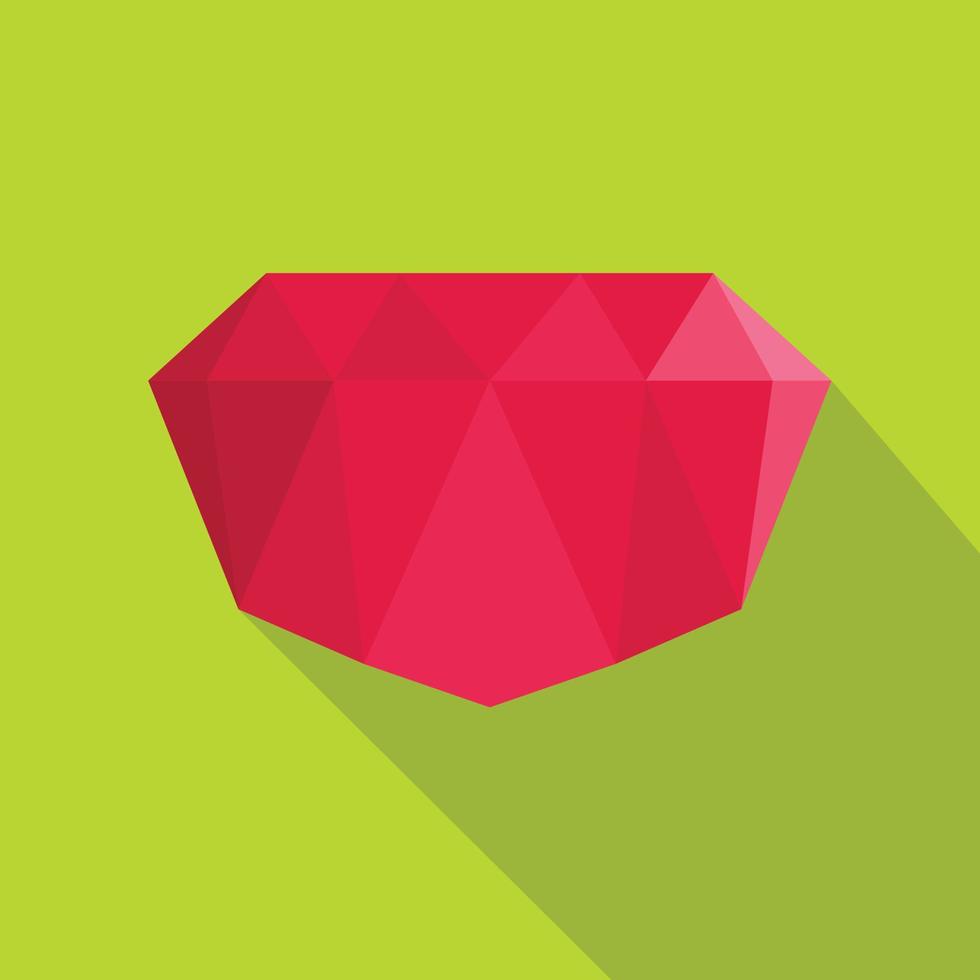 Crimson gem icon, flat style. vector