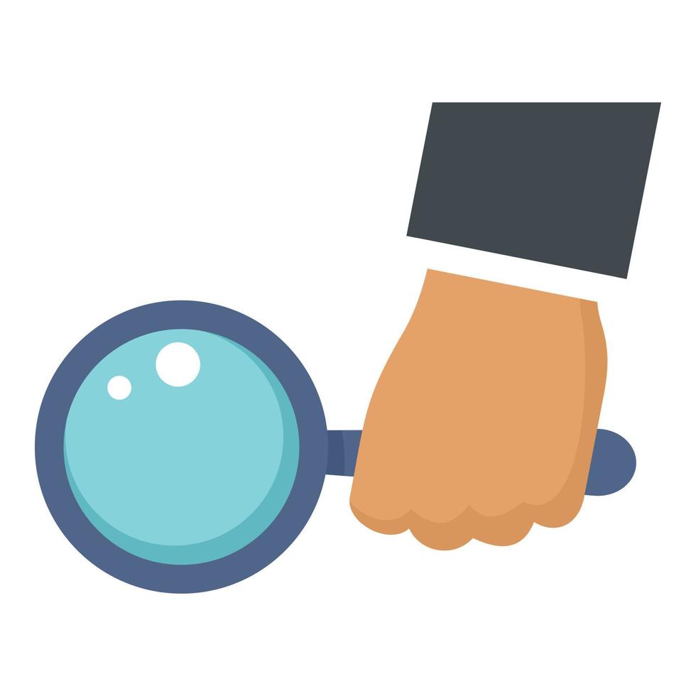 Magnify glass in hand icon, flat style vector