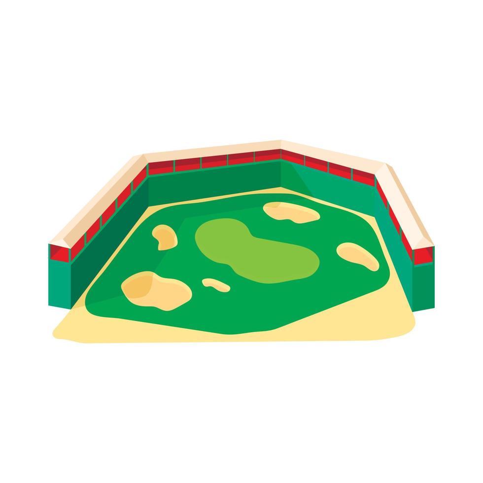 icono de campo de golf, estilo de dibujos animados vector