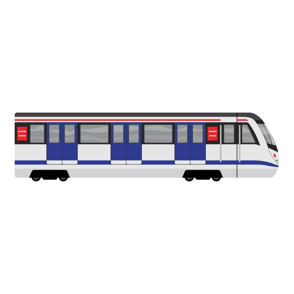 Metal subway train icon, cartoon style vector