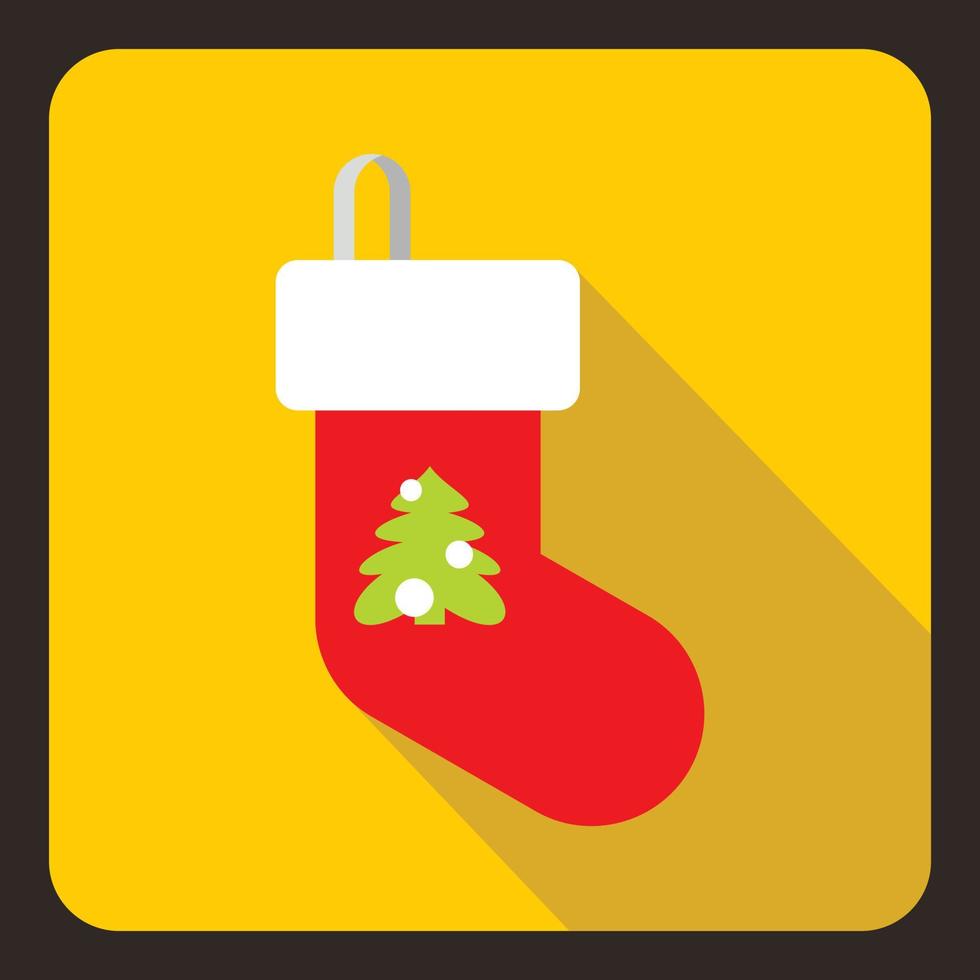 Christmas sock icon, flat style vector