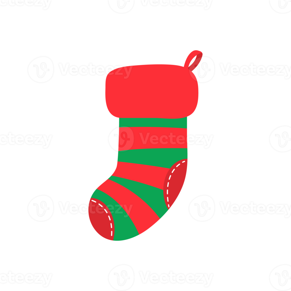 Christmas socks. Red and green socks with various patterns for Christmas decorations. png