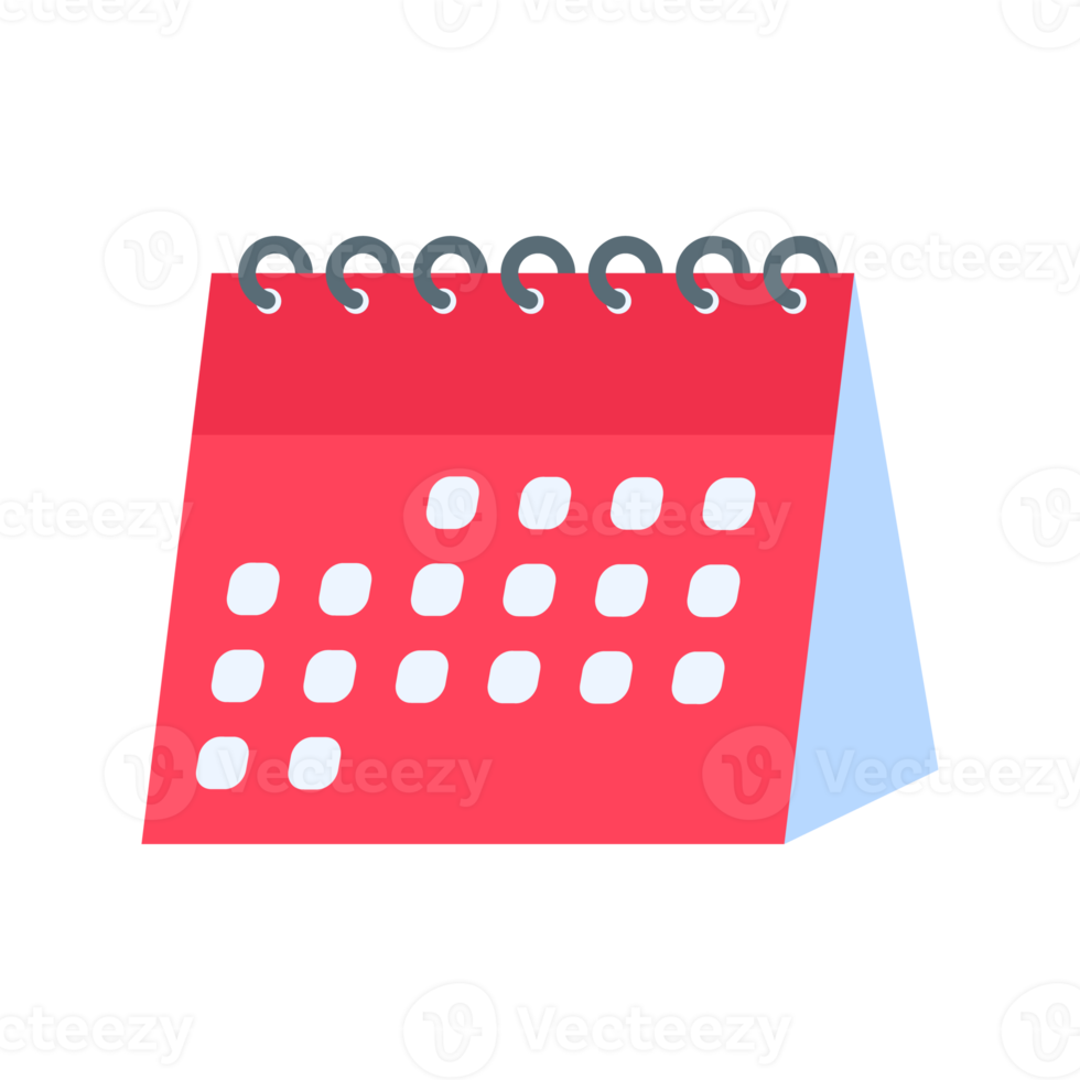 Calendar icon. A red calendar for reminders of appointments and important festivals in the year. png