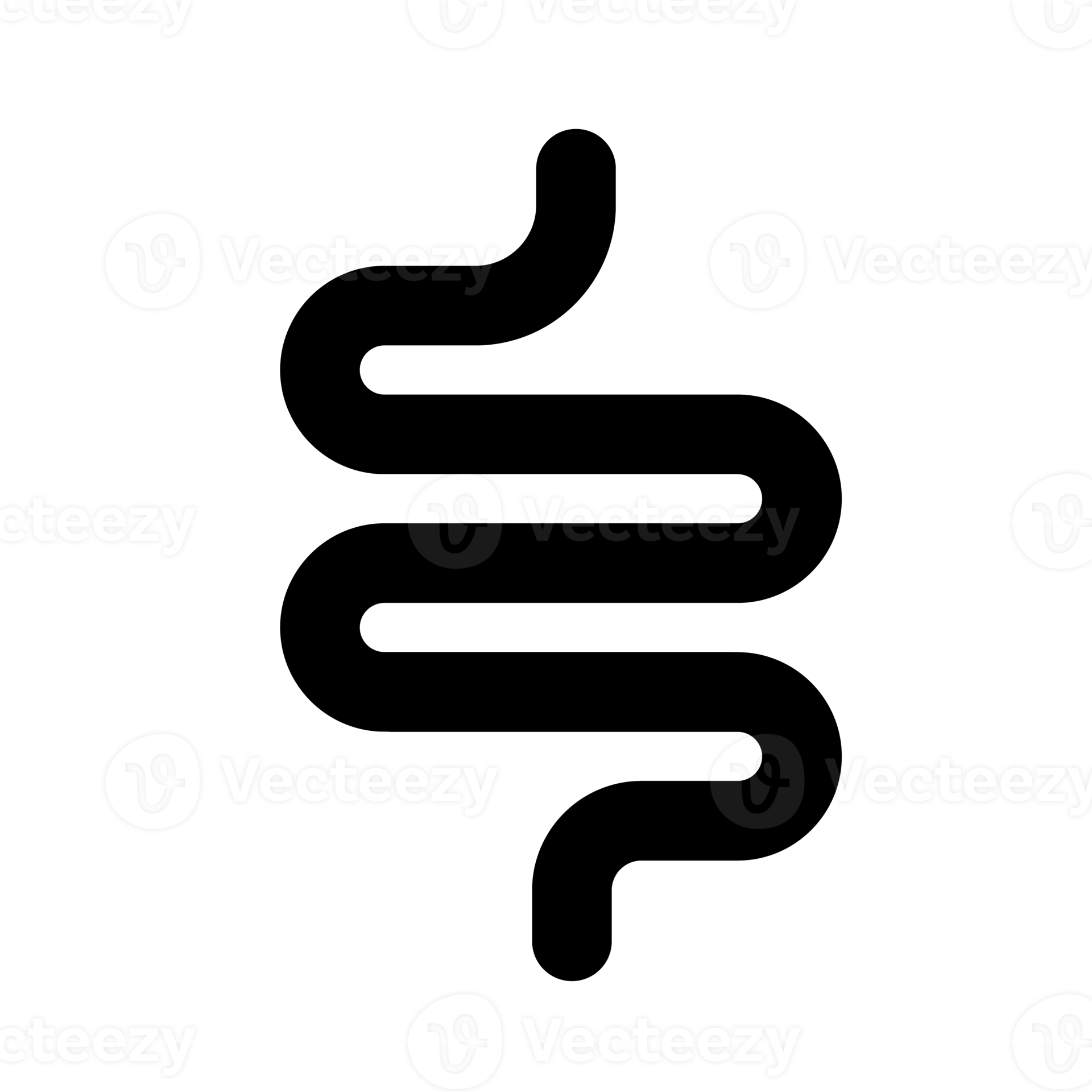 Intestine icon. Intestines help in the excretion of body waste into