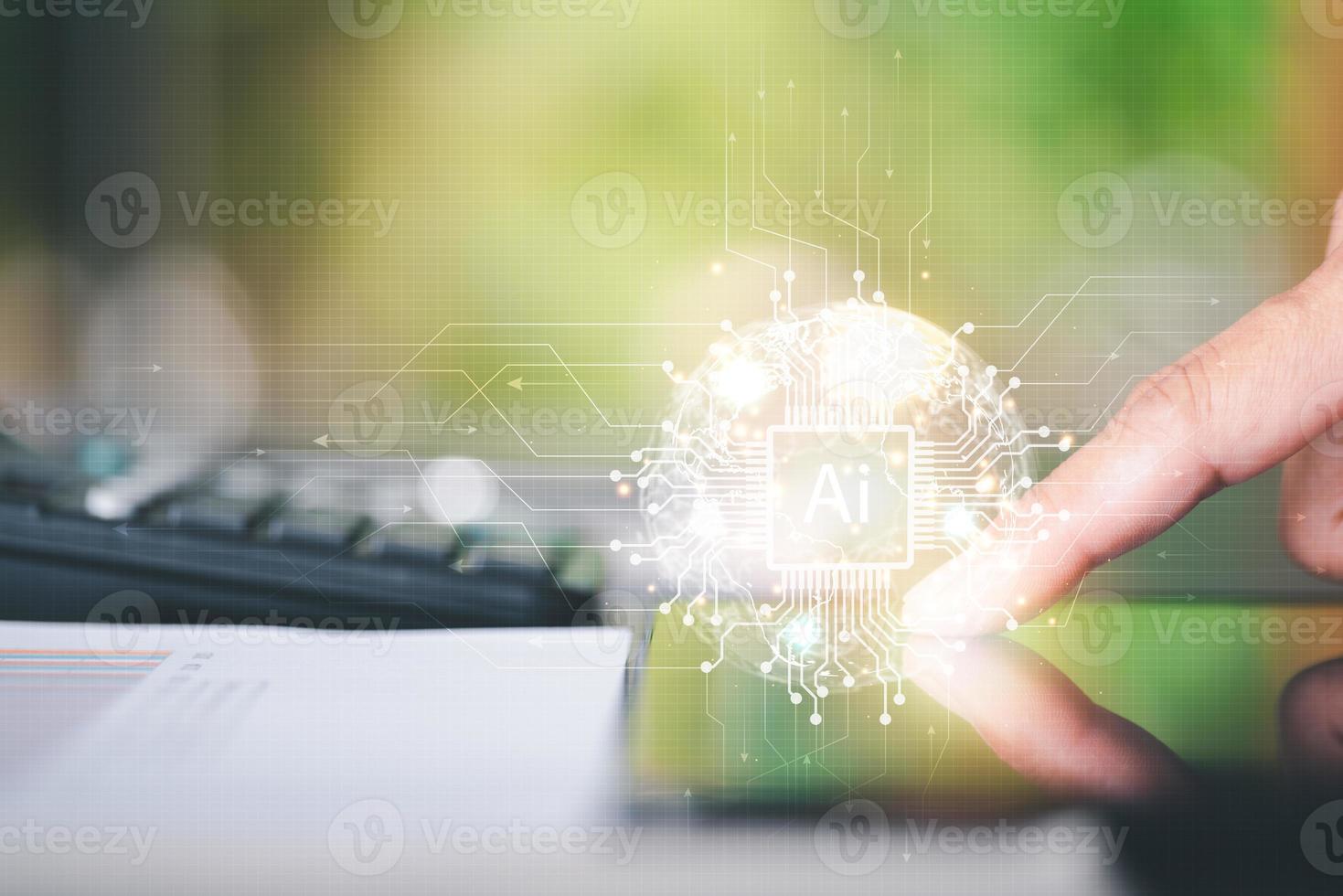 innovative technology in science and communication concepts,Technology creativity for future inventions and developments,Business for innovative solution concept,Human finger and virtual jing icon photo