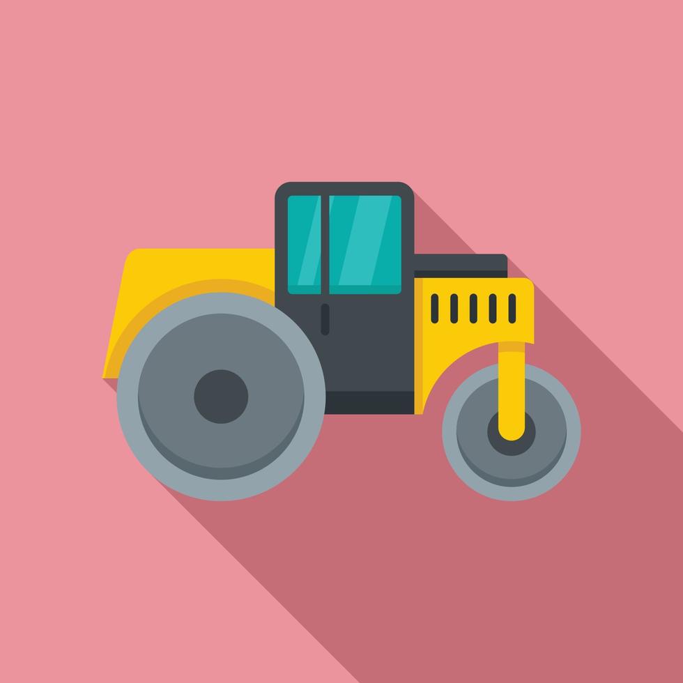 Surface road roller icon, flat style vector