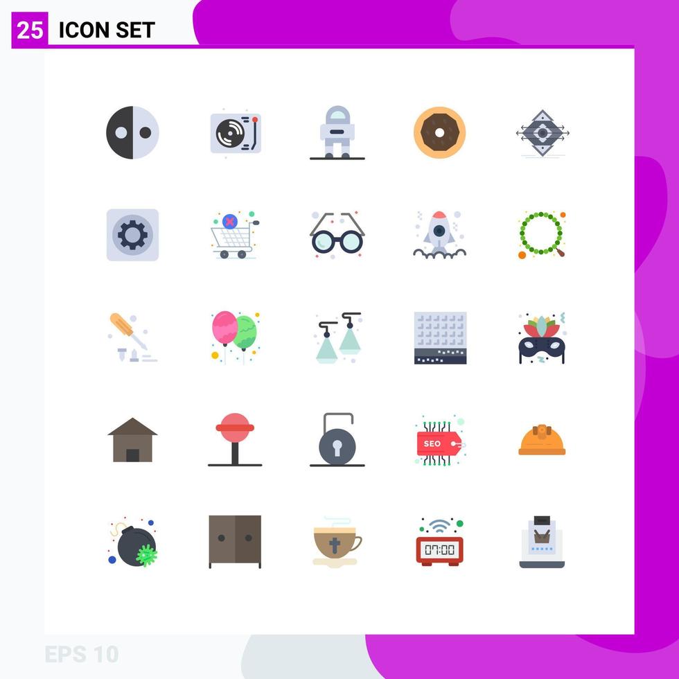 conjunto de 25 iconos de ui modernos símbolos signos para carril snack astronauta comida postre elementos de diseño vectorial editables vector