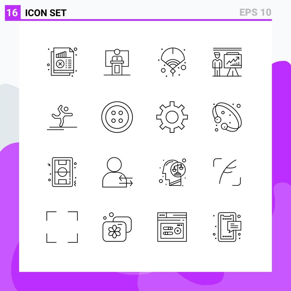 conjunto de 16 iconos de interfaz de usuario modernos signos de símbolos para el evento del año del hombre nuevos elementos de diseño de vectores editables chinos