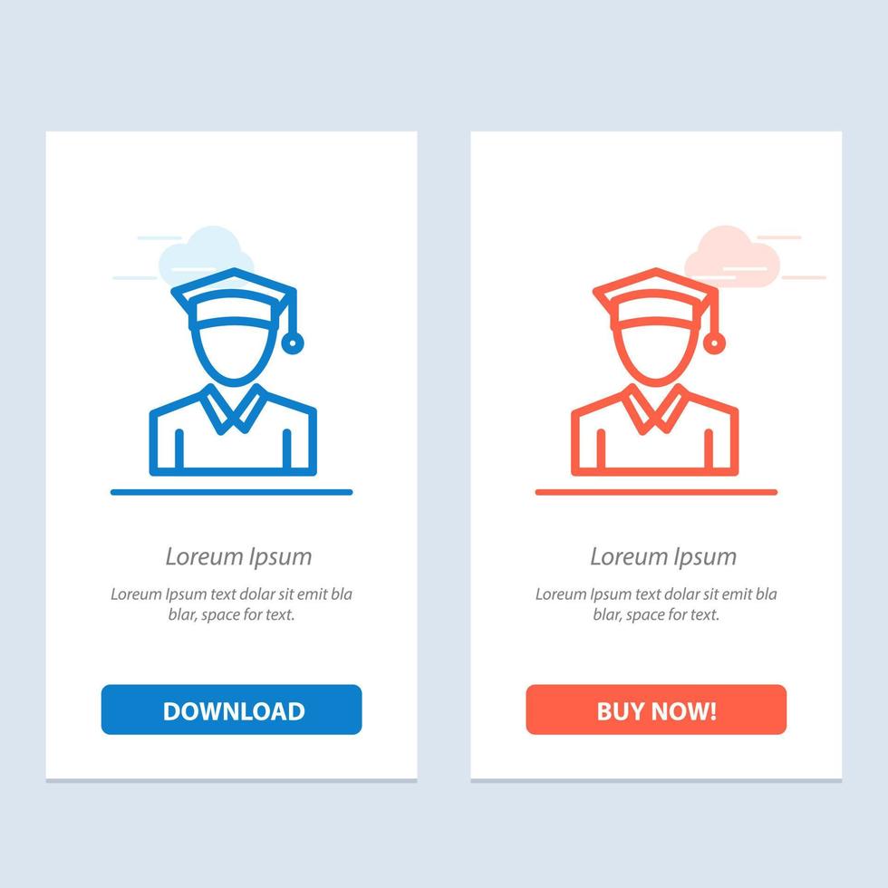 Cap Education Graduation  Blue and Red Download and Buy Now web Widget Card Template vector
