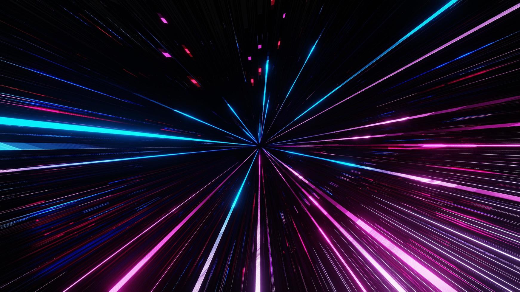 3D rendering.Blue and pink speed light abstract background. Sci-fi tunnel backdrop photo