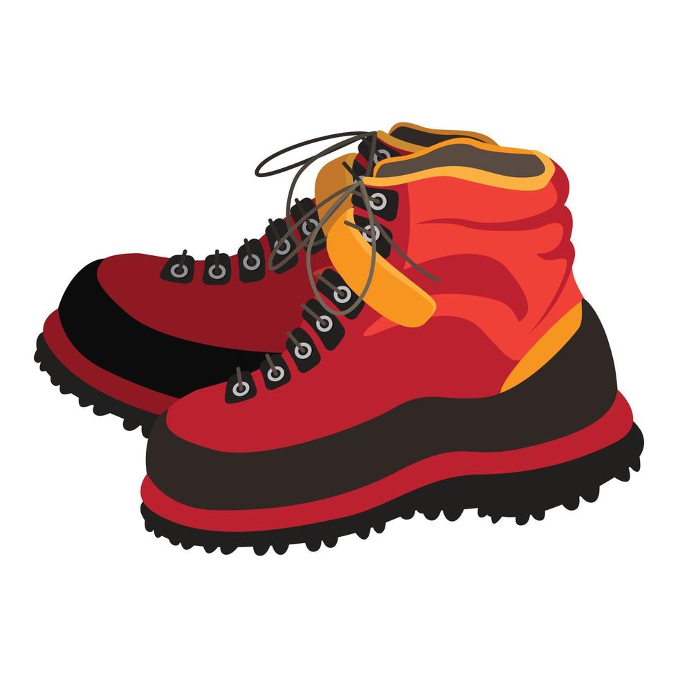 icono de botas de escalada, estilo de dibujos animados vector