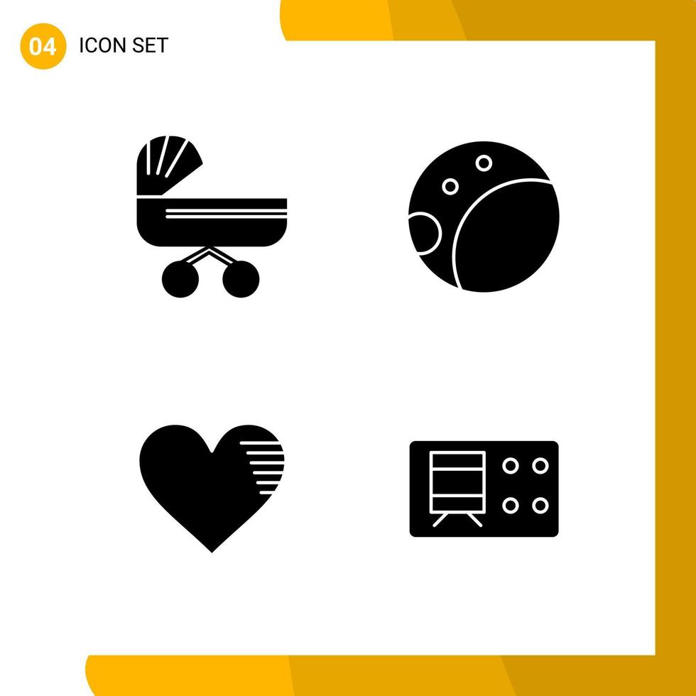 4 conjunto de iconos de estilo sólido paquete de iconos símbolos de glifo aislados en fondo blanco para el diseño de sitios web receptivos fondo de vector de icono negro creativo