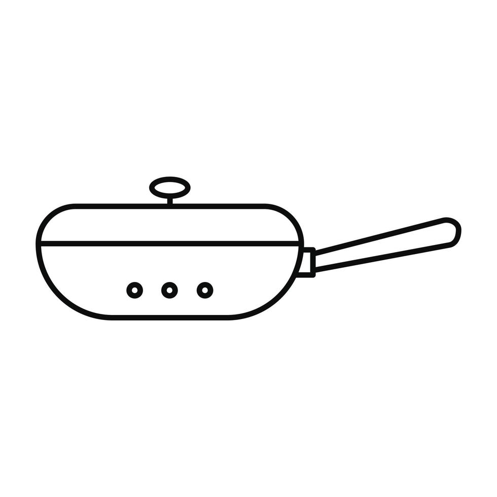 Closed fry pan icon, outline style vector
