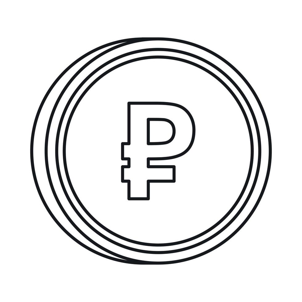 Russian ruble sign icon, outline style vector
